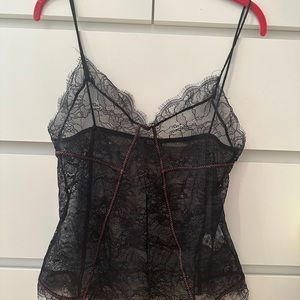 Black lace over shirt